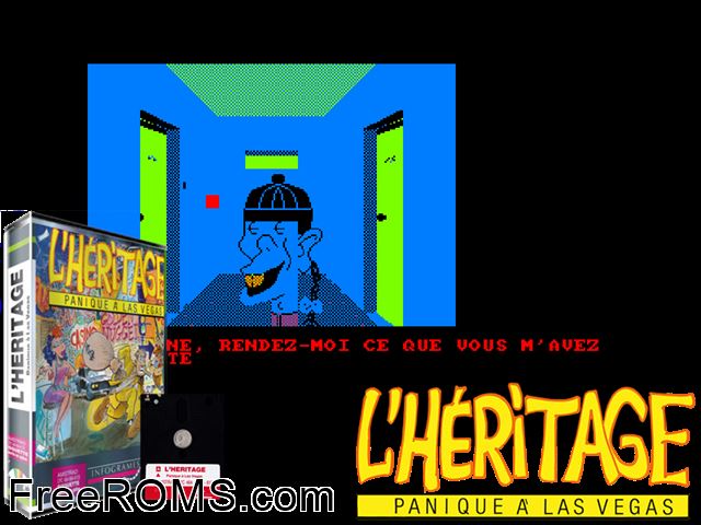 Inheritance, The (F) (19xx) [T-English] Amstrad CPC game showing 3D box cover and gameplay screenshot